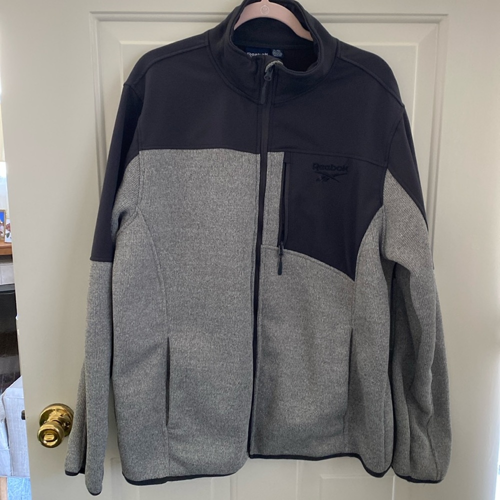 Reebok Fleece Lined Black and Gray Performance Jacket - Size XL